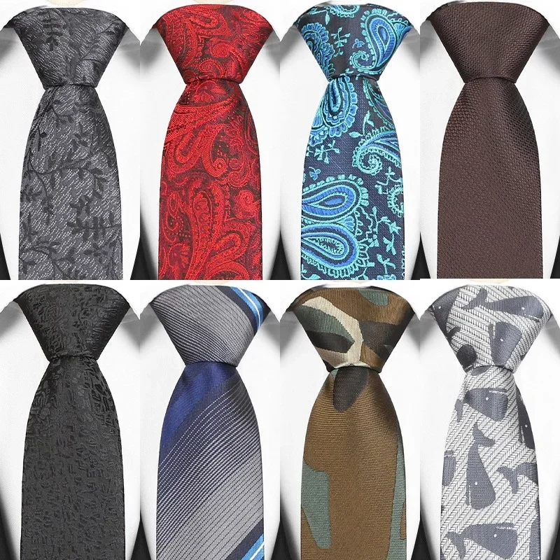 

Luxury Mens Tie NEW 6CM Skinny Tie for Men Narrow Necktie Plaid Paisley Stripes Neck Ties Slim Arrow Business Party Ties