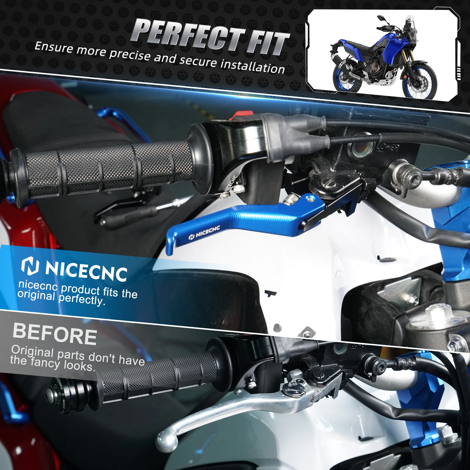 Für Yamaha Tenere 700 T700 XTZ700 2019–2024 Shorty Bremskupplungshebel Tenere 700 World Raid 2022–2024 Rally Edition XSR700 – Detail 4