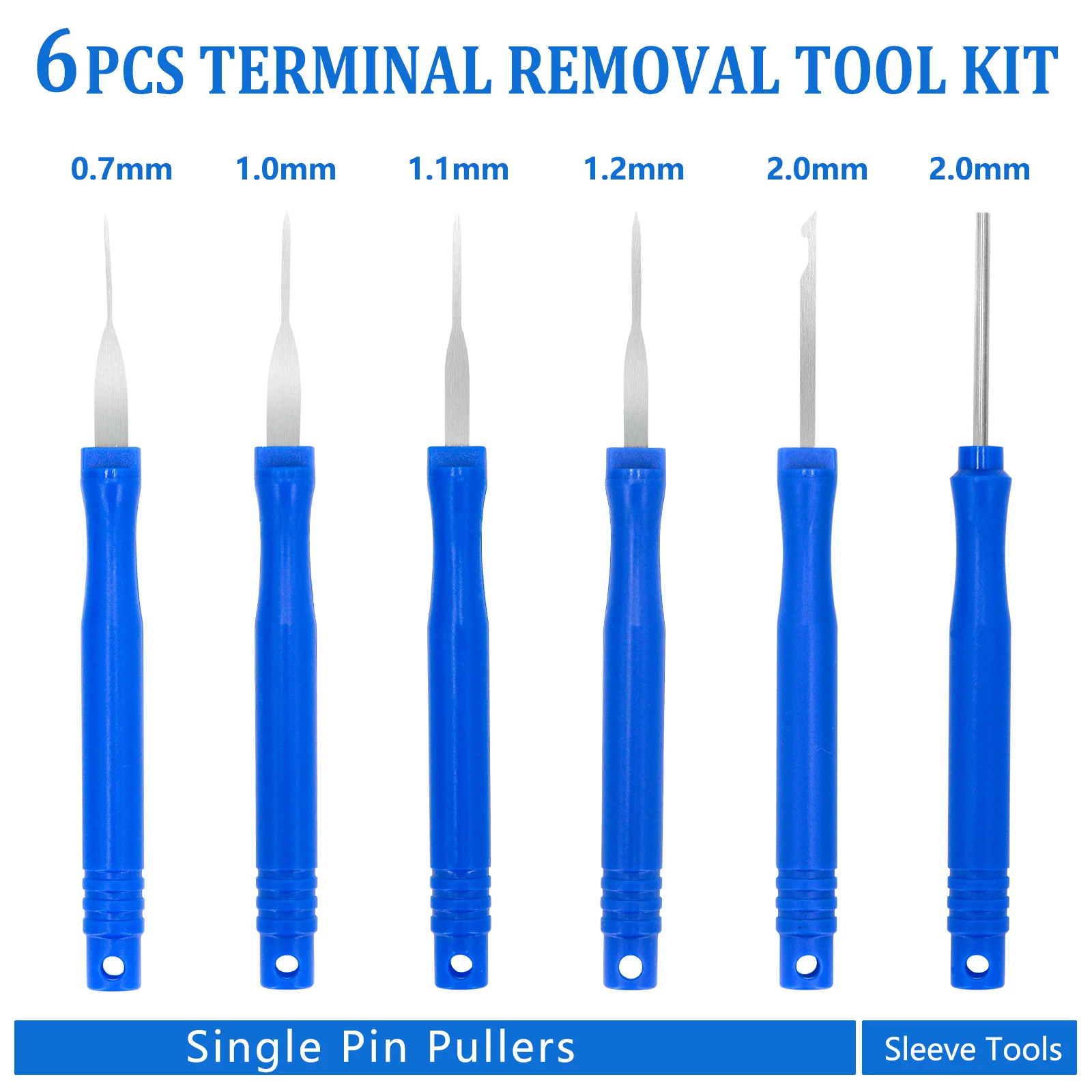 Upgraded Blue Electrical Pin Removal Tool Kit Electrical Wire Connector Pin Release Tool Automotive Terminal Release Kit 6Pcs