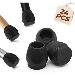 Set of 24/48 Black Felt Chair Leg Floor Protectors with Reinforced Anti - Slip Base (24pcs black)