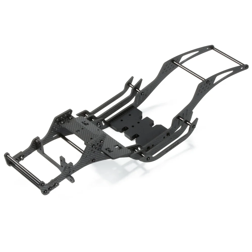 Kit châssis LCG en fibre de carbone pour crawler RC 1/10, compatible Element Enduro, vue de dessus montrant le design plat.