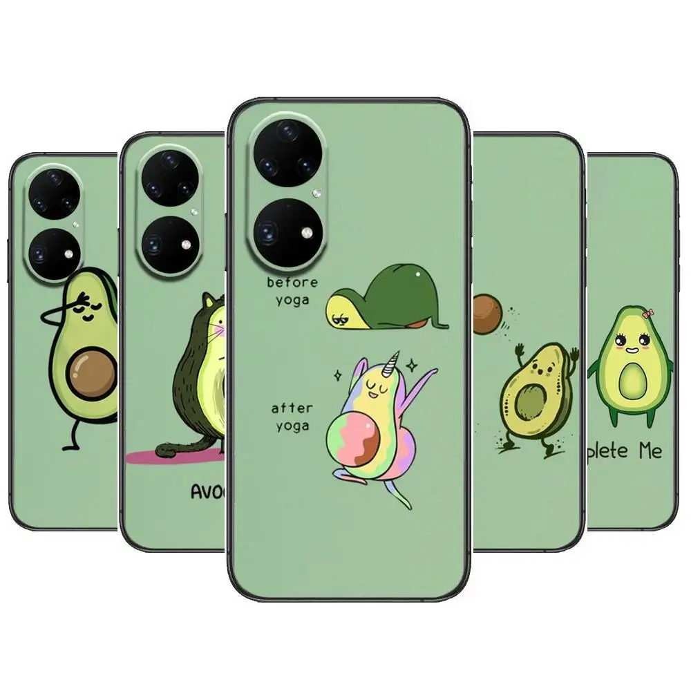 

Cute Cartoon Fruit Avocado Phone Case For Huawei p50 P40 p30 P20 10 9 8 Lite E Pro Plus Black Etui Coque Painting Hoesjes comic