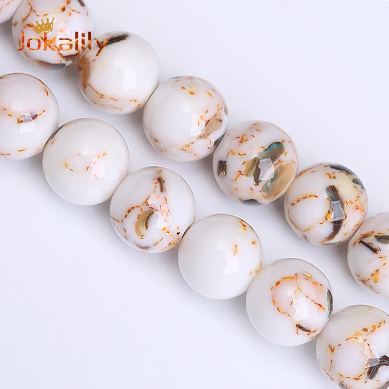 

4 6 8 10 12mm White Shell Howlite Turquoises Beads Natural Stone Round Beads For Jewelry DIY Making Charms Bracelet Handmade 15"