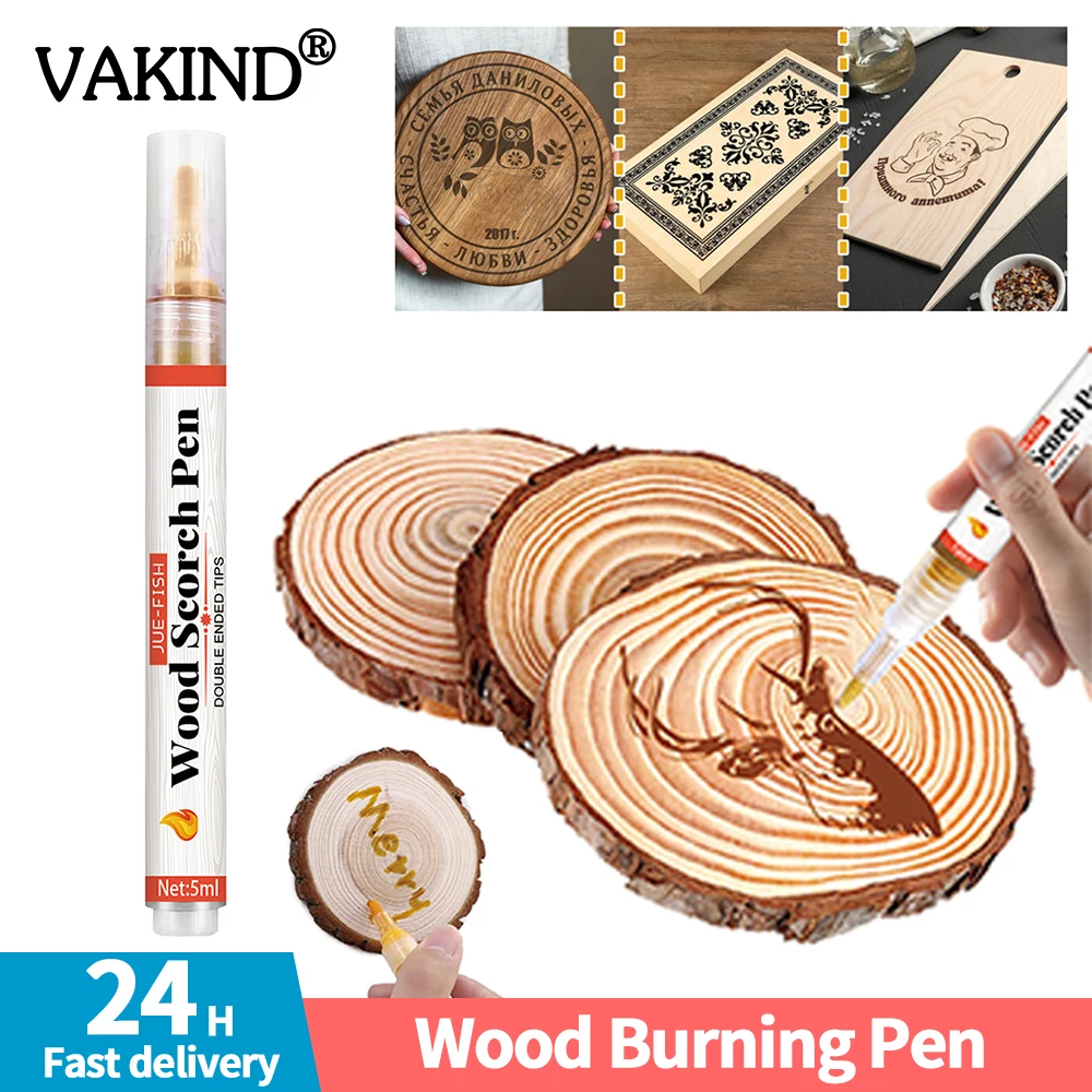 Wood Burning Pen Marker, 2Pcs Double-Sided Art Scorch Pen, 4Pcs