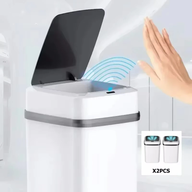 Kitchen Trash Bin 13L Bathroom Touch Trash Can In The Toilet Smart Garbage Bucket Waste Bins Dustbin Smart Can Kitchen trash can