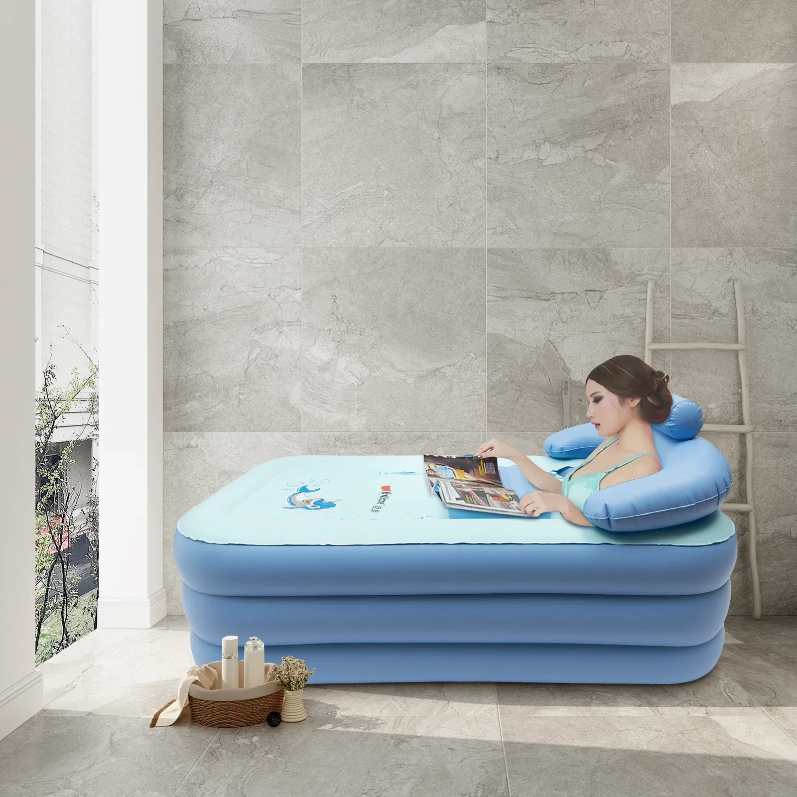 Portable Bathtub PVC Inflatable Cold Plunge Tub Foldable Household Bath Tub Blow Up Warm SPA Ice Bath Portable Ice Bath Tub Inflatable Bathtub