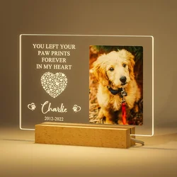 Personalized Custom Pet Photo Frame 3D Acrylic Lamp Customized Dog Cat Memorial Photo Frame Pet Sympathy Gifts LED Night Light