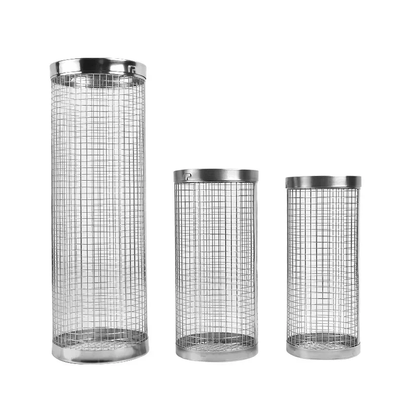 Cylindrical Barbecue Cage, Outdoor Portable Smoke Drum Oven Cage, BBQ Rotating