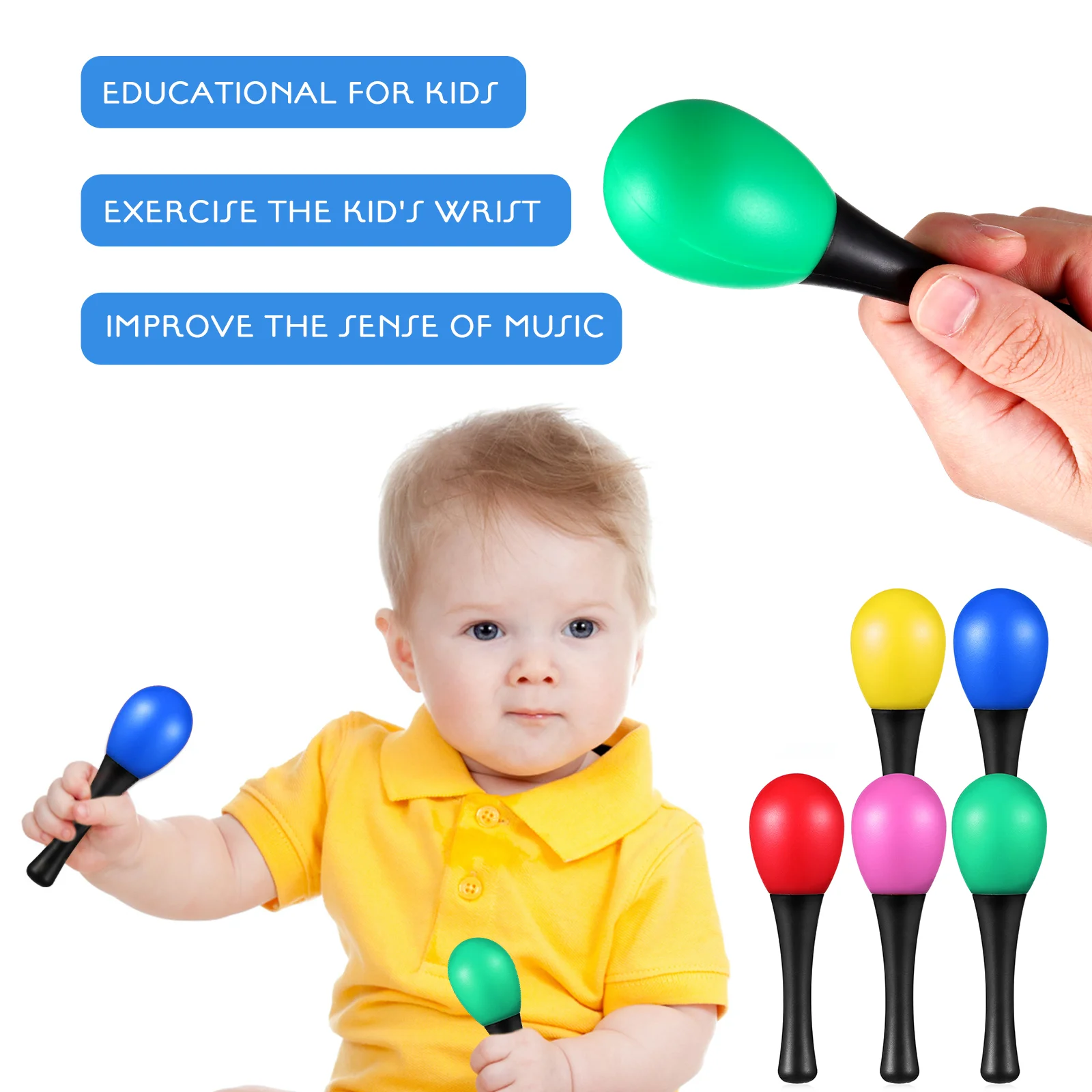 Wooden Sand Hammer Small Maraca Sand Hammer Playthingss Mexican Party Favors Sand Hammer Playthings Musical Instruments Percussion Mini