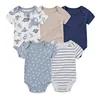 5 Pcs/Lot Four Seasons Fashion Cartoon Short Sleeve Baby Boy Girl Bodysuits Soft Newborn Onesies Clothes 2