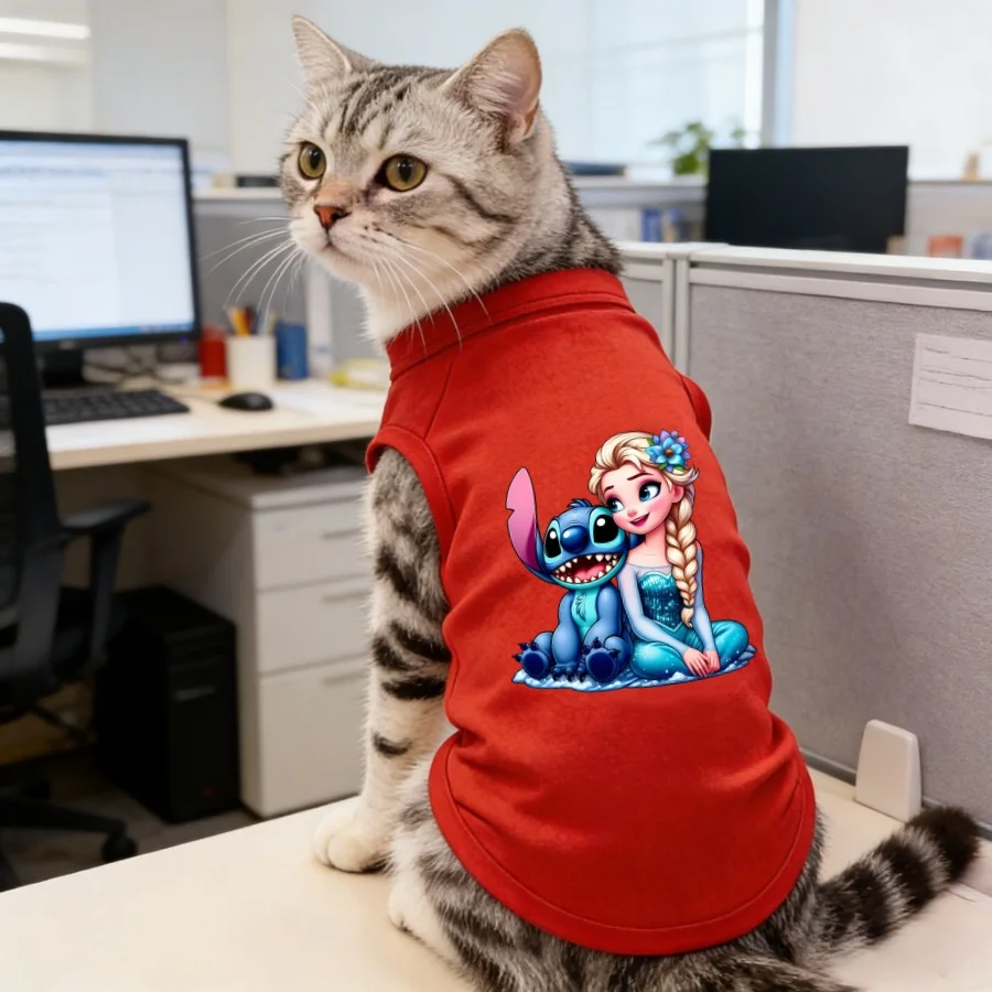 T-shirt pour chat Elsa & Stitch | Vêtement animal mignon