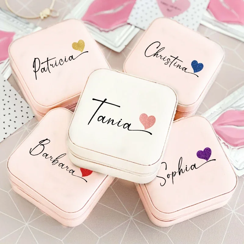 Personalized Jewelry Box Travel Jewelry Case Mother's Day Birthday Holiday Christmas Gifts for Her Bridesmaid Proposal jewelry boxes case