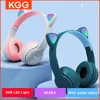 Cute Cat Ear Headphone Flash Light with Mic Control LED Stereo Music Helmet Phone Wireless Bluetooth Headset Holidays Gift 1