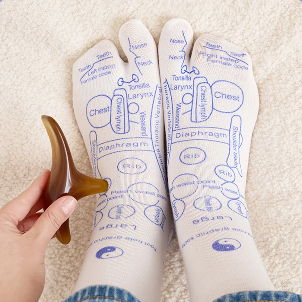 Foot Massage Socks Acupressure Reflexology Socks Yoga Foot Massage Point Diagram Acupoint With Sticks 1Pair foot massage socks