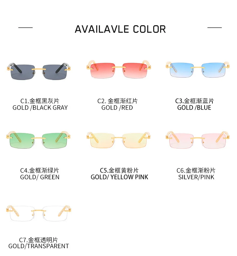 Retro Fashion Square Rimless Sunglasses Ladies Men Luxury Brand Popular Designer Travel Driving uv400 Sunglasses designer sunglasses for women