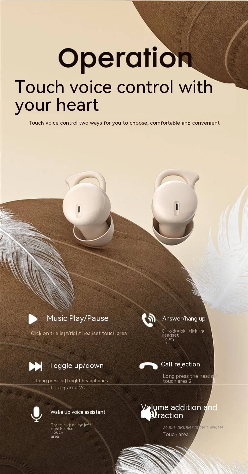 1MAS Y26S Sleep Wireless Earbuds Bluetooth In Ear Waterproof Headphones TWS Mini Invisible Earphones HIFI Stereo Sports_voghion.com