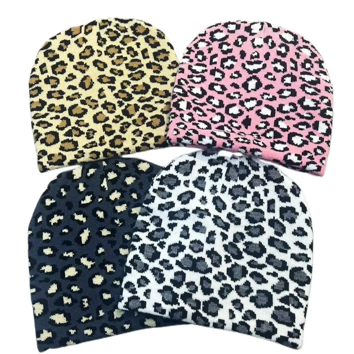 

Leopard Knitted Hats For Men Women Autumn Winter Beanie Hats Outdoor Winter Hat Thicken Warm Caps Boy Girls Trendy Pom Pom Hat