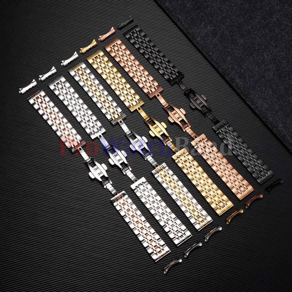 Elegant Curved End Stainless Steel Watchband Bracelet