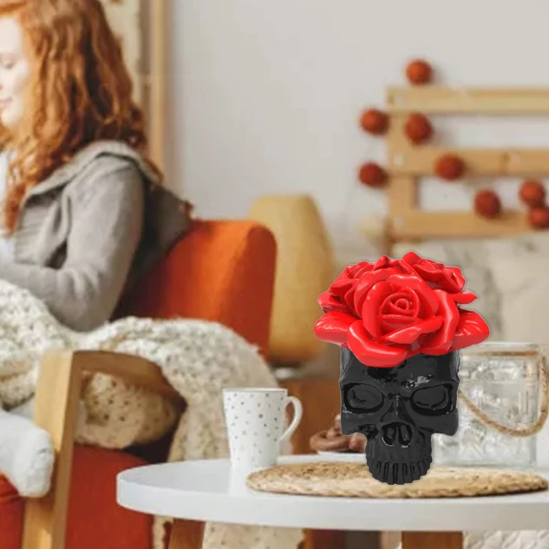 3D Rose Skull Silicone Mold Epoxy Resin Casting Mould DIY Plaster Pen Holder Tabletop Decor for DIY Crafts Making