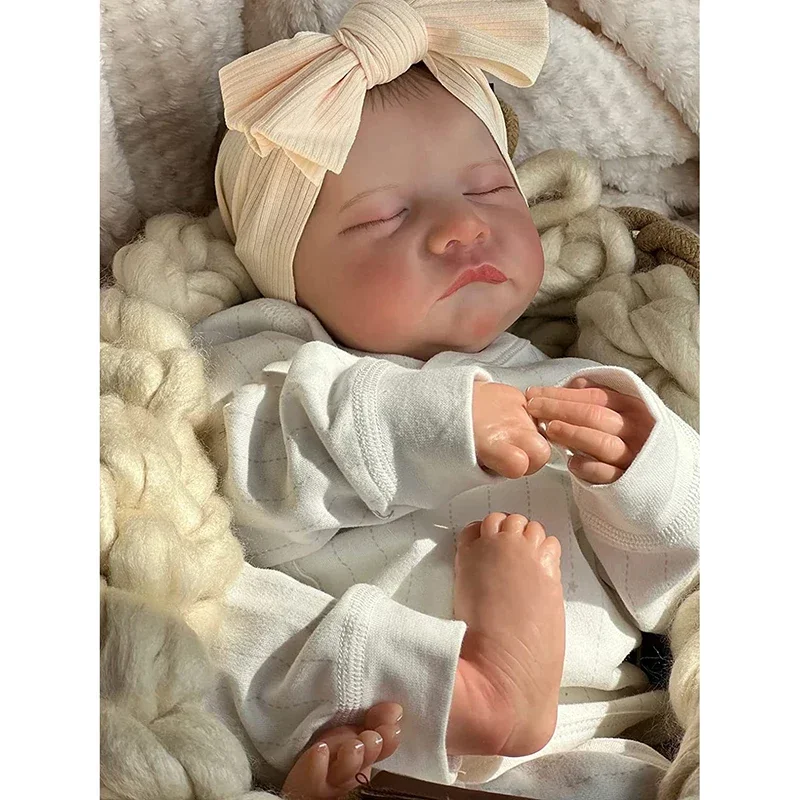 

48CM Bebe Reborn Doll Levi Asleep Real Looking Newborn Baby Dolls Hand Paint 3D Skin with Visible Veins muñecas bebe reborn