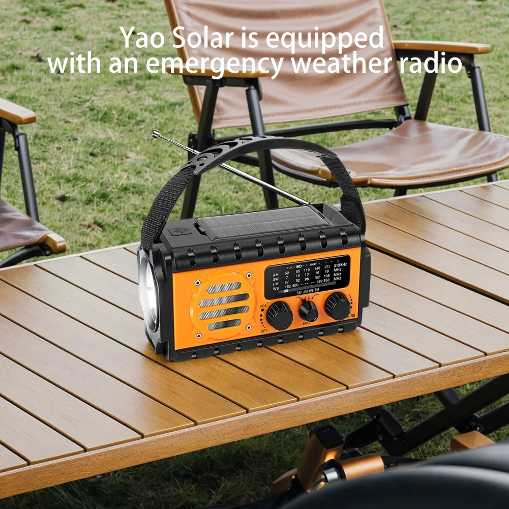 Hand Crank Emergency Radio 20000mAh Solar Powered Radio with Flashlight Reading Lamp SOS Alarm for Outdoor Camping and Emergency