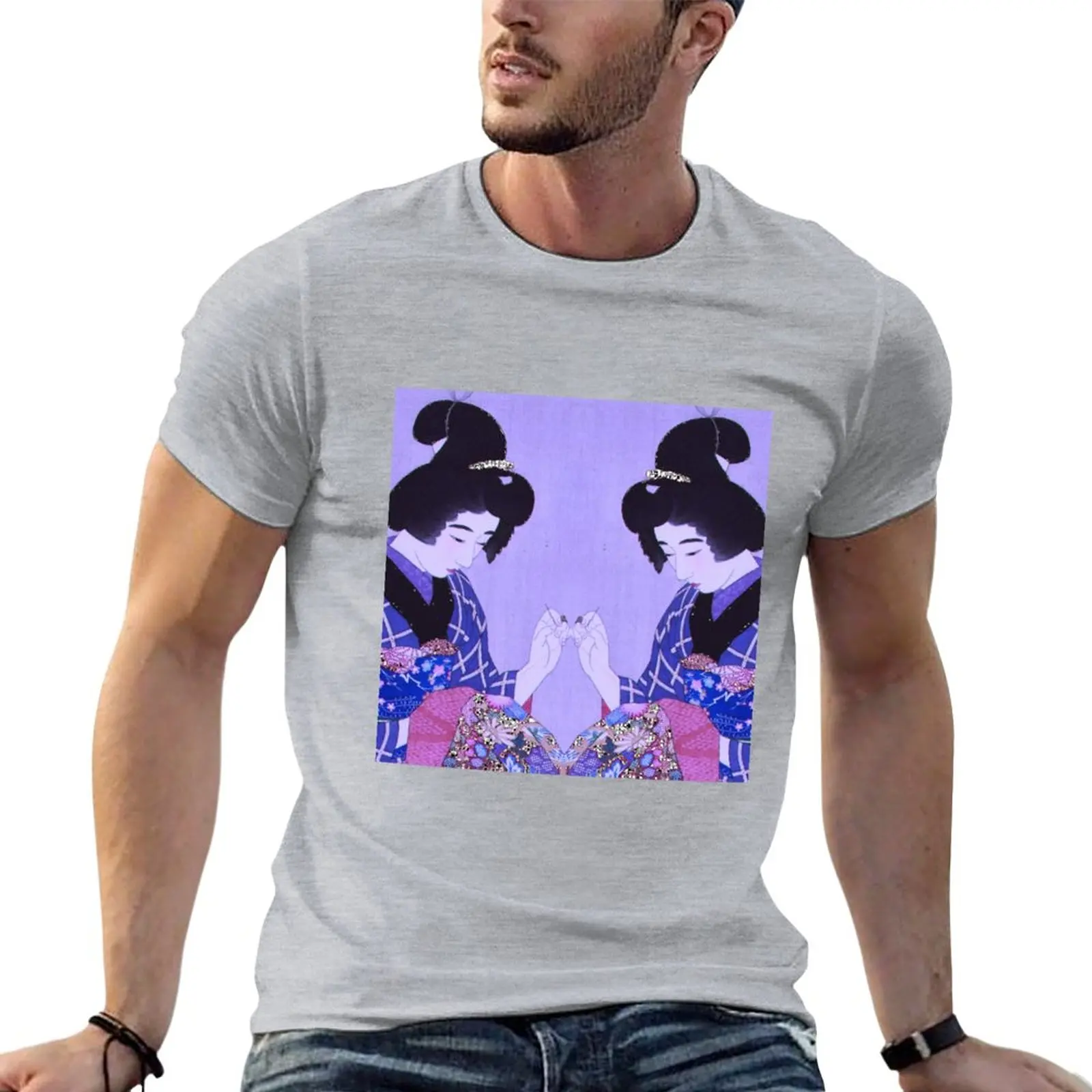 

Japanese Glitch Geisha T-Shirt Tee shirt plus sizes Men's t-shirt