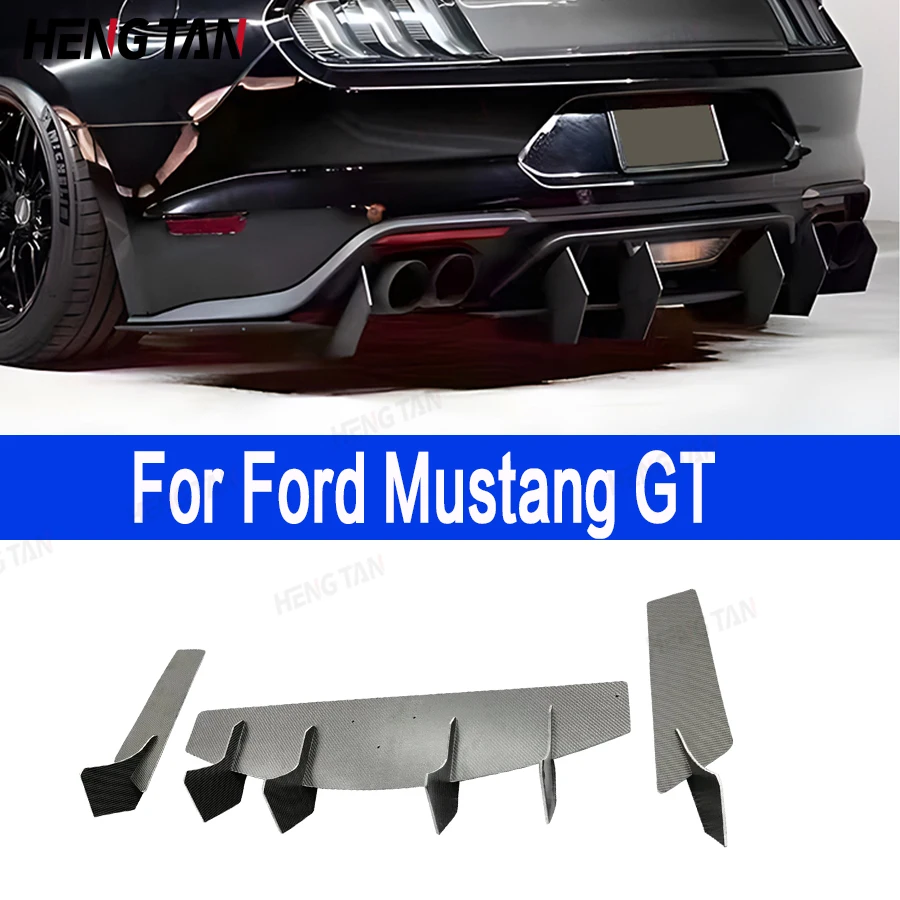 

For Ford Mustang GT 2018+ MD Style High quality Carbon Fiber Back lip Car Rear Bumper Diffuser Rear Side Splitters Spoiler Lip