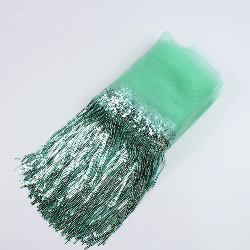 32cm 2yard Shining Mesh Fabric Lace Fringe Sequins Paillette Tassel Ribbon DIY Wedding Party Dance Dress Sewing Accessories