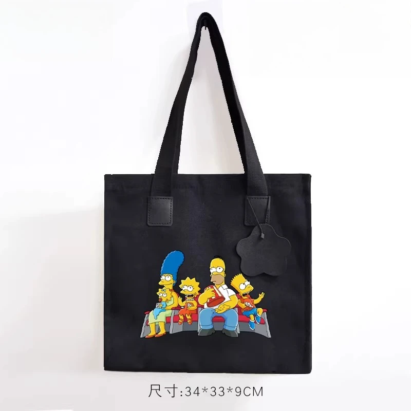 Neue The Simpsons Homer Marge Bart Lisa Cartoon-Anime-Merchandise-Leinentasche, kreative ACG-Studententasche, Schultertasche, Urlaubsgeschenk – Detail 5