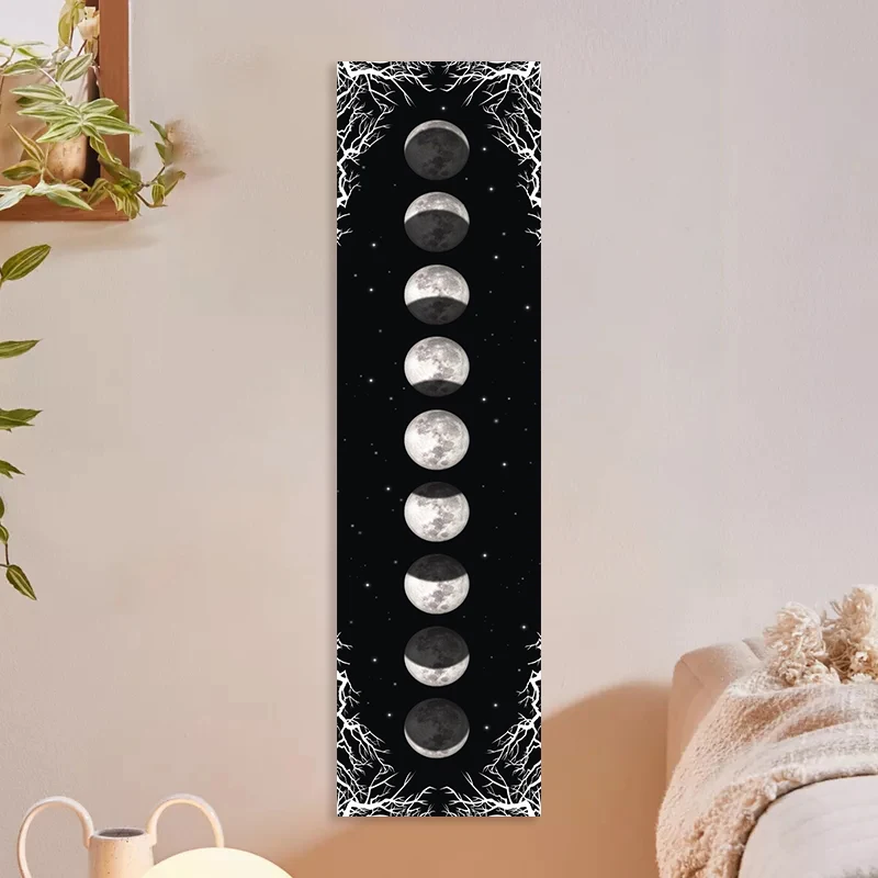 Moon Phase Tapestry Black and White starry sky Wall Hanging Moon Throw Blanket Home Decor Wall Hanging Bohemian Cloth Mural tapestry decorations