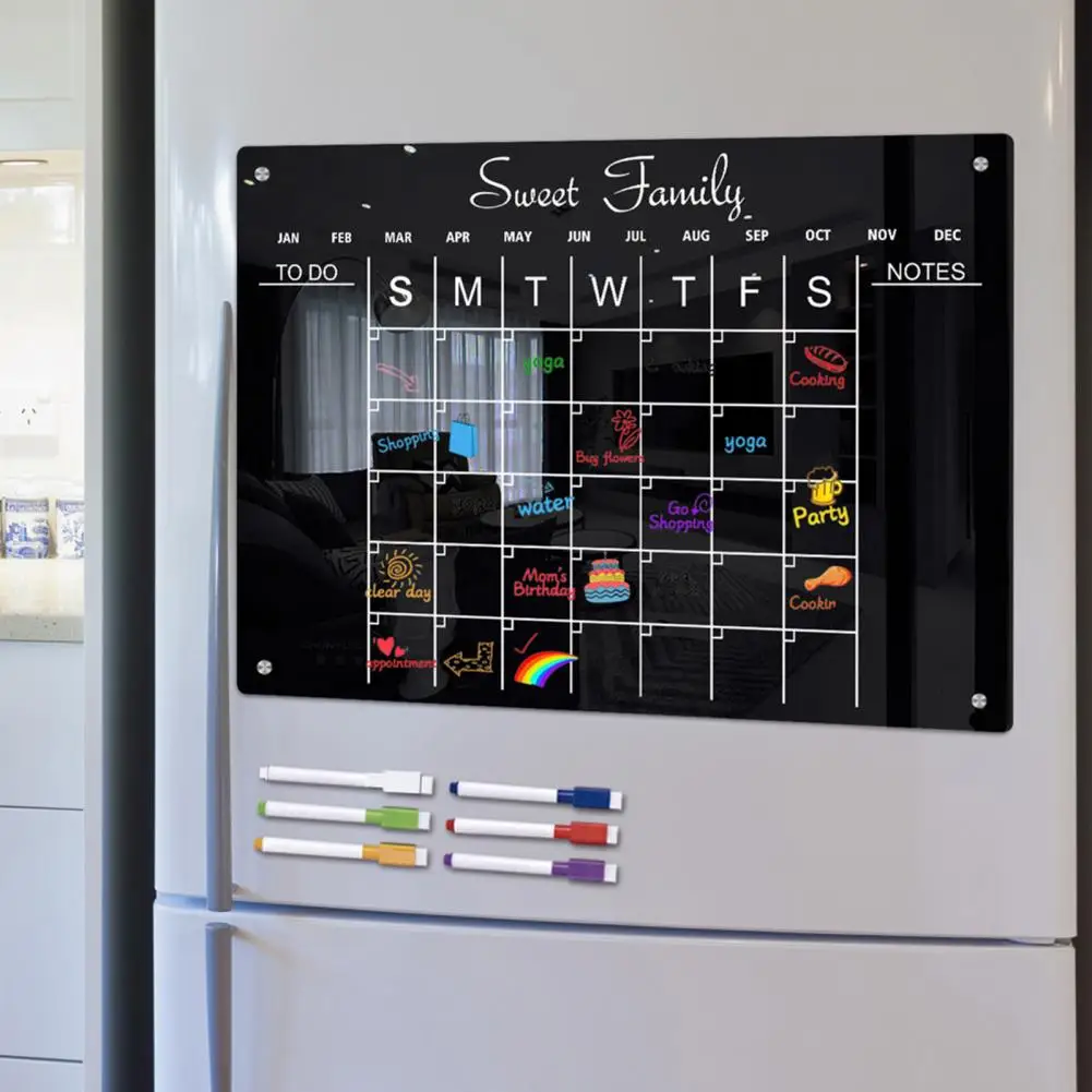 Weekly Planner Black Magnetic Whiteboard Grocery List Organizer Black Calendar Weekly Planner Whiteboard with Magnetic Fridge