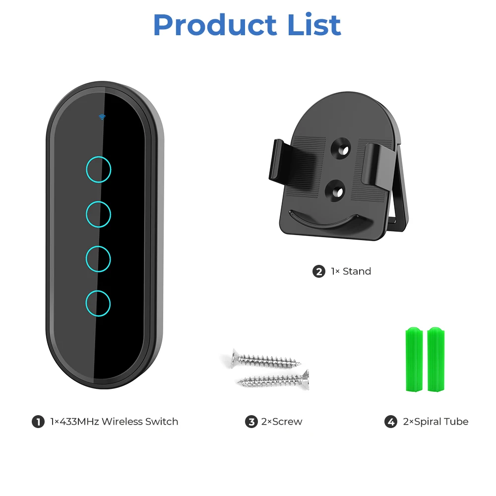 Switch, Transmissor RF, 433mHz, 4 Key, Ev1527 Codificação, Novo