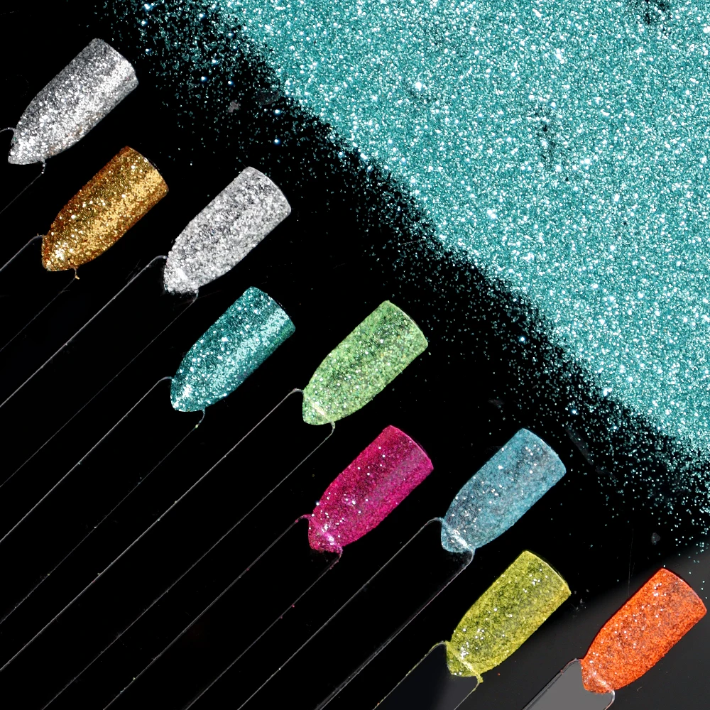 Nail Powder Nail Glitter Nail Pigment 50g/bag Gold Silver Nail Art Glitter Powder 0.2mm Ultra-Fine Pigment