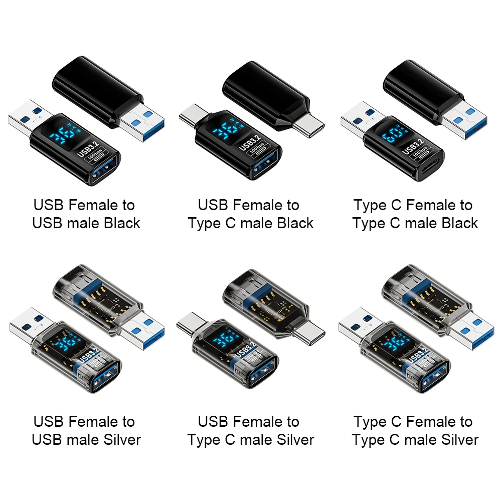 디지털 디스플레이 타입-C-USB 변환기 10Gbps 타입-C USB 확장 어댑터 60W 범용 휴대폰 노트북 태블릿용