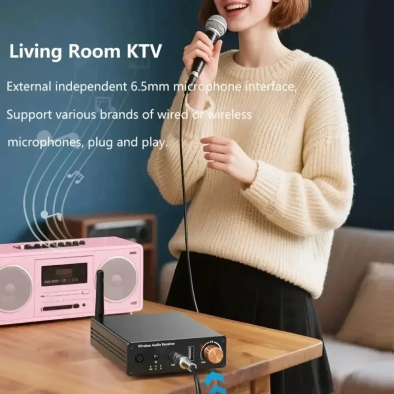 VIKEFON 블루투스 6 오디오 수신기 AUX 3.5mm AUX RCA USB U-디스크 6.5mm 가라오케 스테레오 무선 어댑터 TV PC용 리모컨