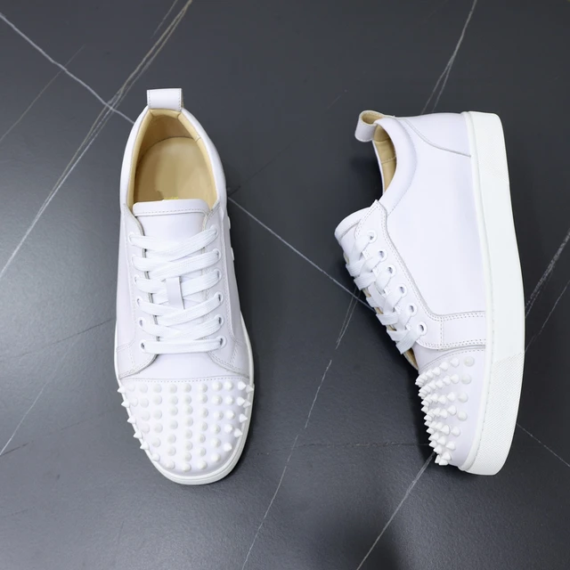 Red Bottom Men Shoes Louis Gold Spikes Men Sneakers White - AliExpress