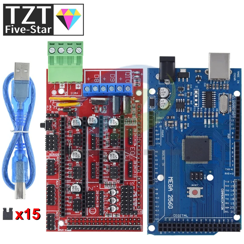 Tzt Mega 2560 R3 Mega2560 Rev3 + Ramps 1.4 Controller Per Stampante 3D Arduino Arduino Kit Reprap Mendelprusa