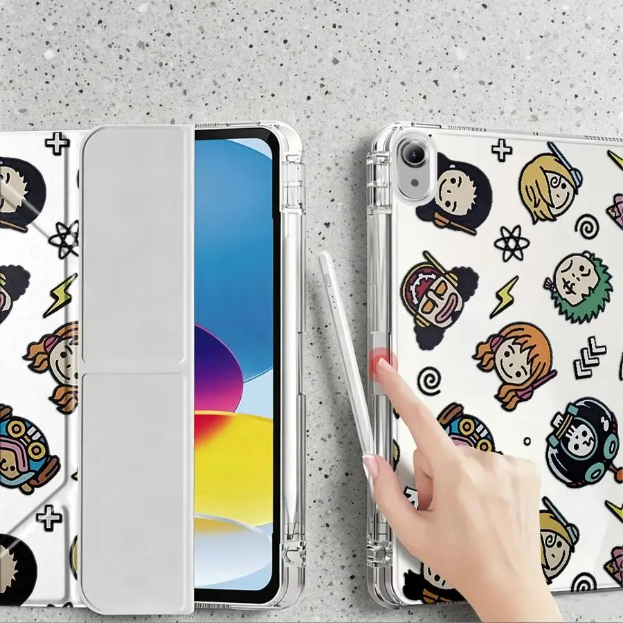 Cute Cartoon One Piece Tablet Case with Pen Slot Cover