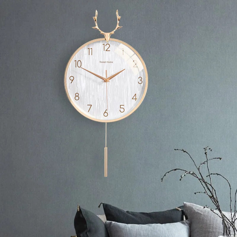 Wall clock table decoration accessories pure copper antler shape bedroom Interior luxury silent pendulum home fashion Nordic art 5