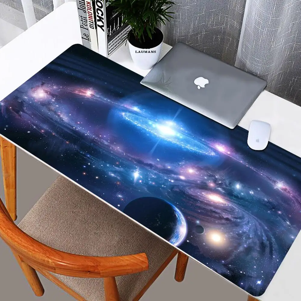 Universe Starry Sky Family Gamer Tastiera Computer Desk Pad Mouse Mat Gaming Laptop Mousepad Glass Cabinet Pc Mats Accessori