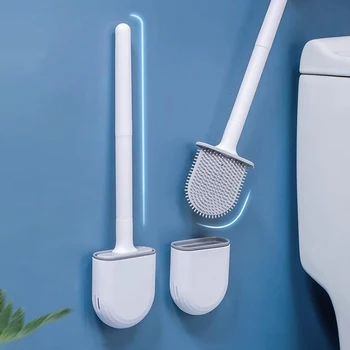 1 scopino per WC con manico lungo da appendere alla parete, spazzola per pulizia in silicone, durevole, facile da pulire, adatto per il bagno, pulizia dei WC 1