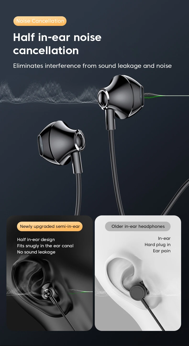 Description Picture 6 of item3.5mm Audio Microphone Dual Plug Wired Headphones 3m/2m In Ear Headset Wired Earphones Desktop Computer PC Bass Stereo Earbuds