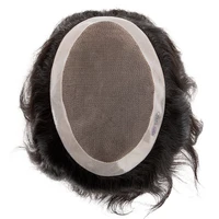 Toupet pour hommes Mono PU hommes perruques 6 pouces naturel prothèse de cheveux humains vague droite mâle prothèse de cheveux système de cheveux Durable 4