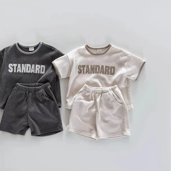 TZ2657 Korean Style Summer Outfit for Boys Trendy Short Sleeve Shorts Set Casual Sports Clothes Fashionable And Handsome 1
