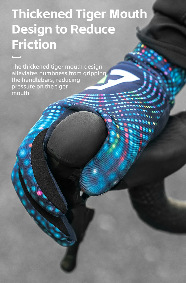 ROCKBROS Warme Vollfinger-Fahrradhandschuhe, Unisex, für MTB/Rennrad, lange Fingerhandschuhe, alle Jahreszeiten, Frühling/Sommer/Herbst/Winter – Detail 8