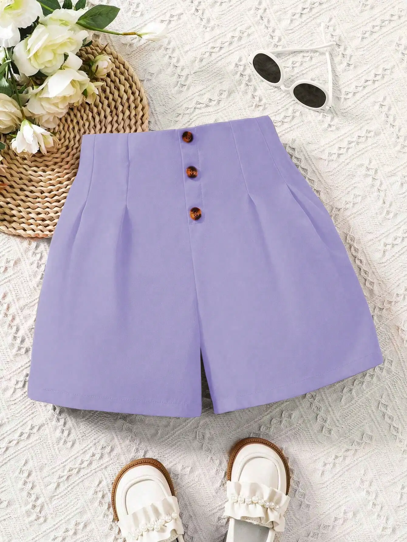 Summer Work Shorts For Girls Simple High Waisted Casual And Versatile Loose And Slim Wide Leg Korean Version Of Girls' Pants