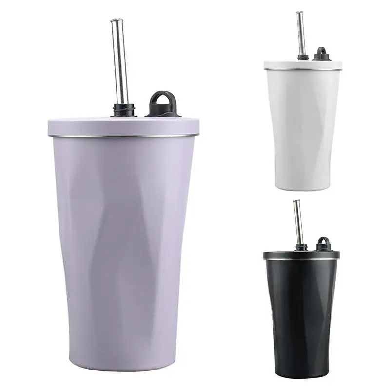 

Insulated Tumbler with Straw Double Wall Vacuum Coffee Tumbler with Lid and Straw Splashproof Stainless Steel Water Bottle 600ml