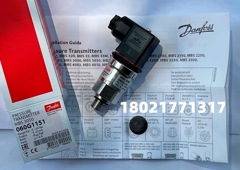 

Danfoss MBS3050 Pressure Sensor For Water, Gas, And Hydraulic Applications, High-precision With Buffering 4-20mA Transmitter
