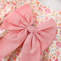 Summer Toddler Baby Dress Pink Flower Princess Dress Puff Sleeves Birthday Dress for Kids Girl 6