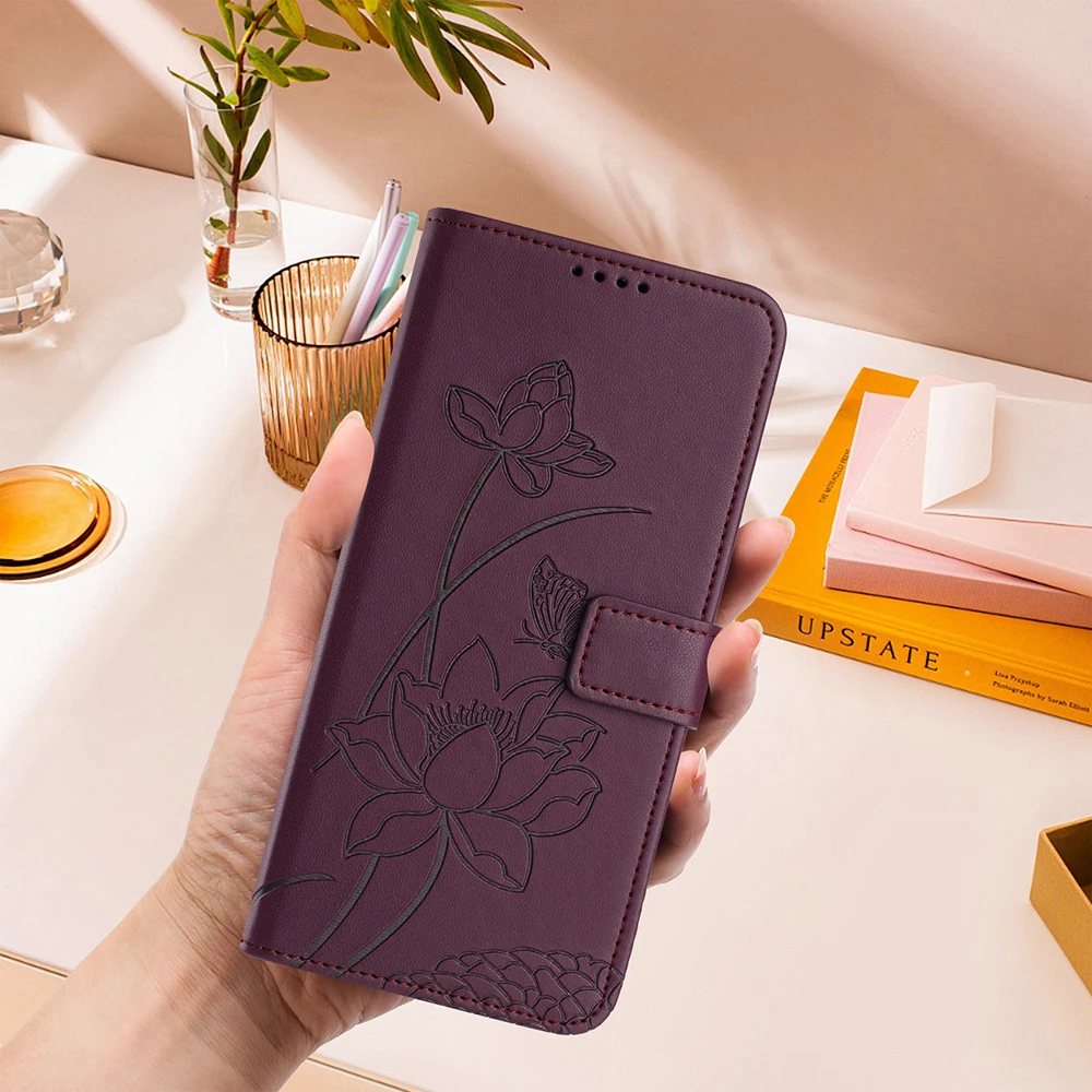 Embossed Leather Wallet Phone Case Cover